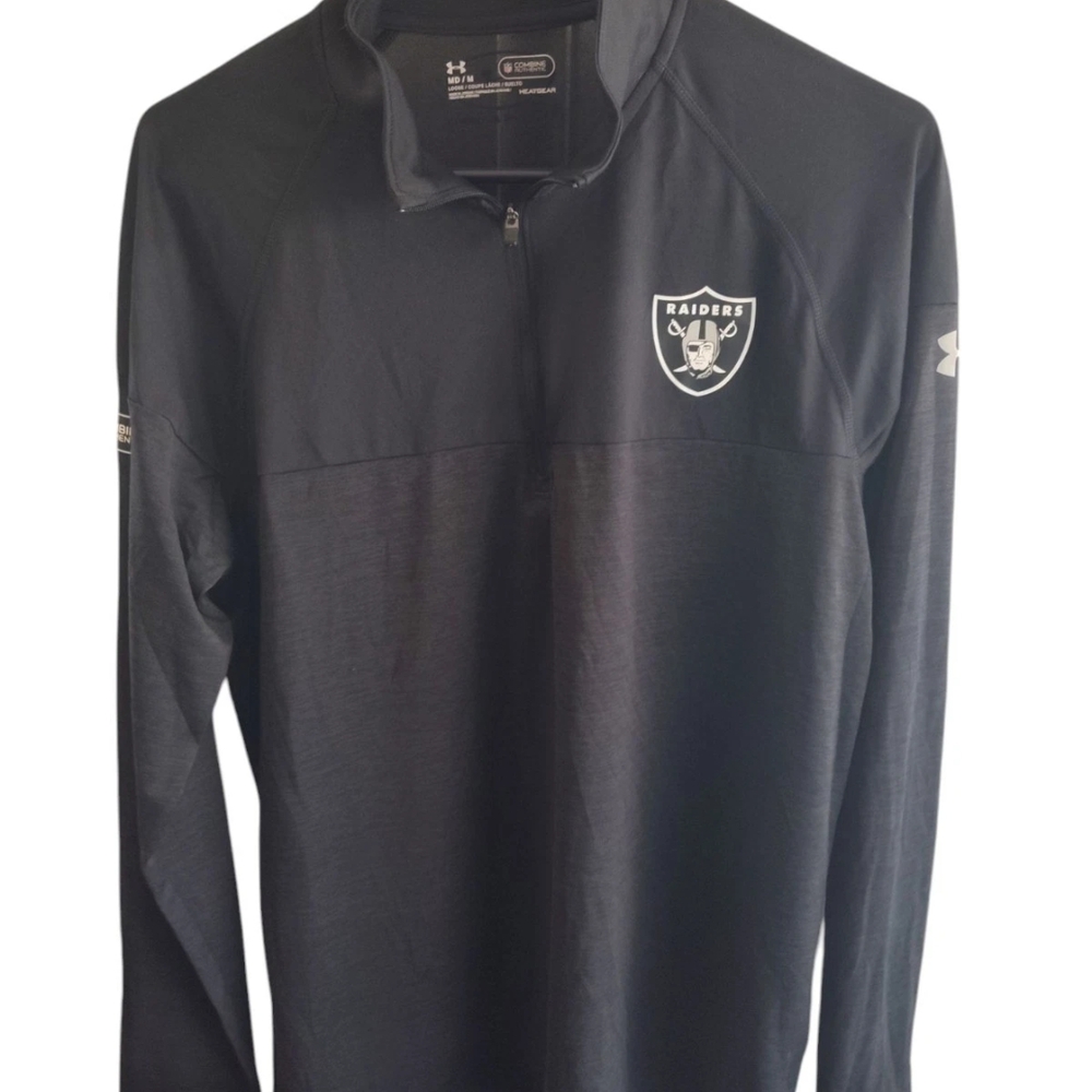 Under Armour Black Pullover Las Vegas Raiders Long Sleeve Mens Medium  1/4 Zip